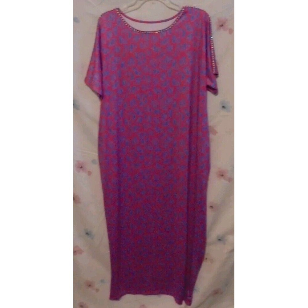 House dress Night gown pockets rhinestones across top no label size xl